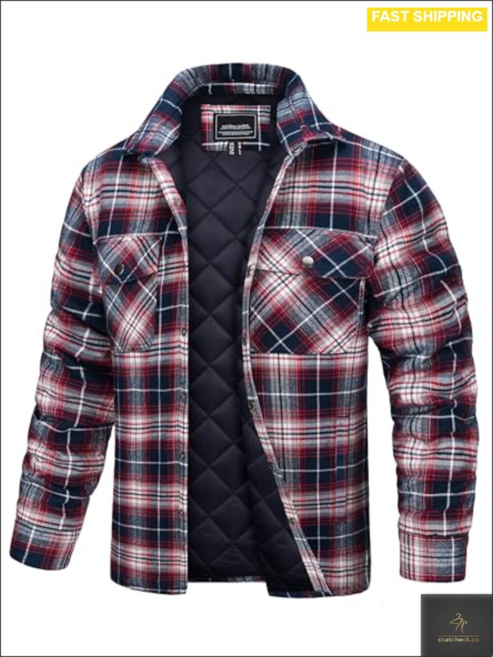TACVASEN Men's Quilted Lined Flannel Shirt Jacket Button Down